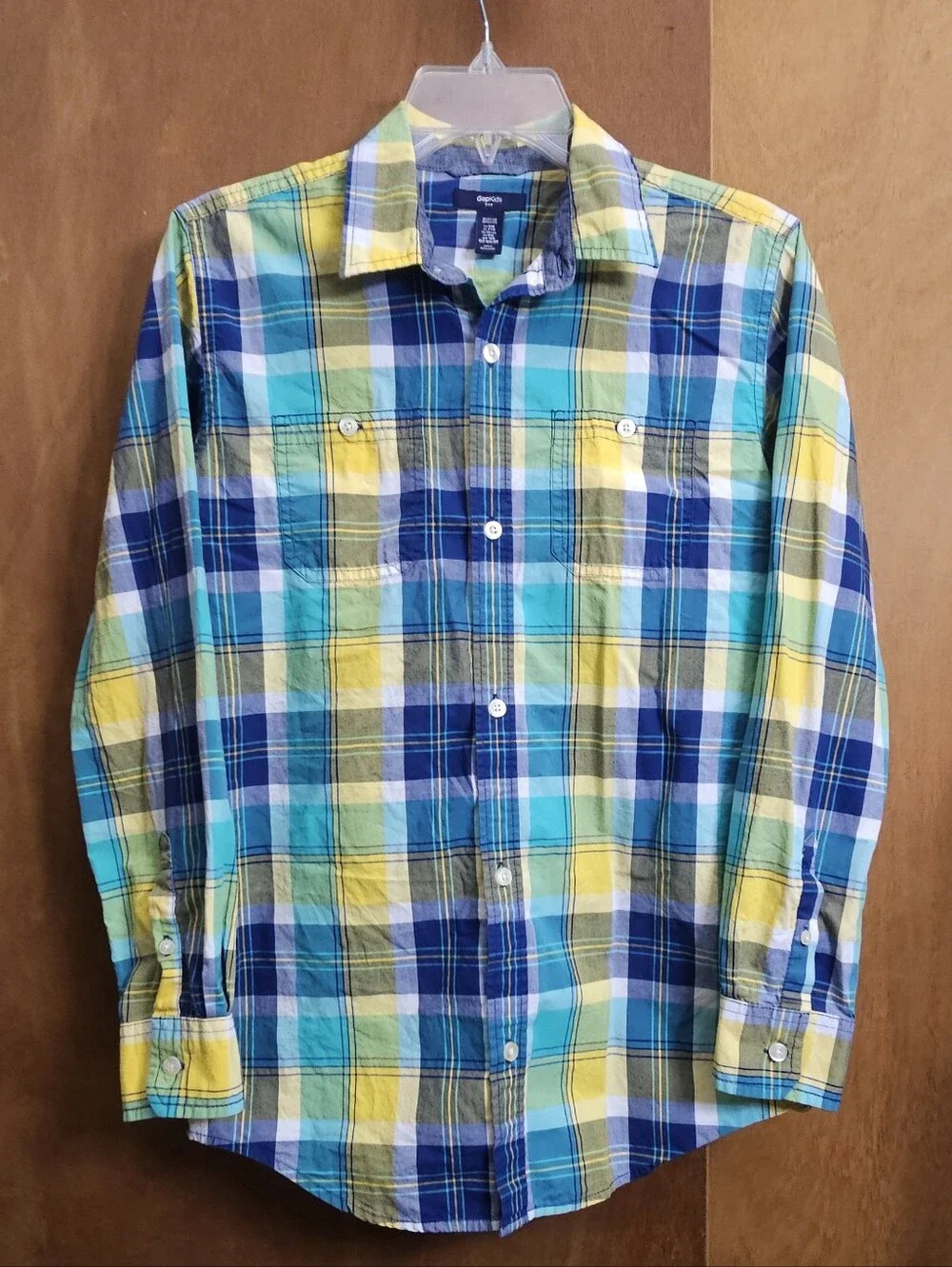 GAP KIDS big boys 16 XXL plaid long sleeve buttoned shirt boy youth regular top